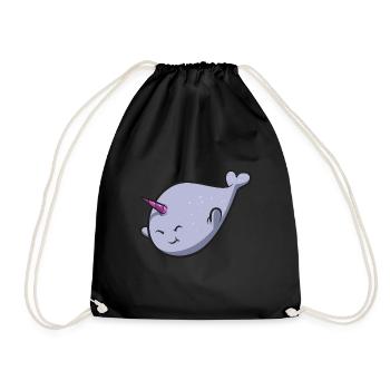 Narwhal Unicorn Whale - Drawstring Bag - black - Front