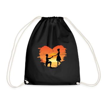 Marriage proposal marrying wedding couple proposal - Drawstring Bag - black - Front