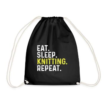 Eat Sleep Knitting Repeat - Drawstring Bag - black - Front