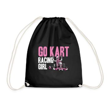Kart Racing Girl. Girl Racer Gift - Drawstring Bag - black - Front