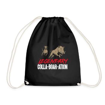 Wild boar hunting hunter wild boar - Drawstring Bag - black - Front