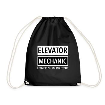 elevator elevator mechanic repair gift - Drawstring Bag - black - Front