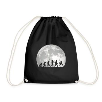 Human Evolution Guitar Band Moon Vintage Guitariste - Sac de sport léger - noir - Devant