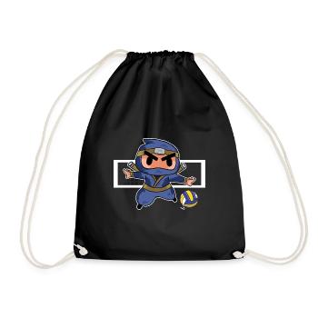 Kids Setter Funny Cute Volleyball Ninja - Drawstring Bag - black - Front