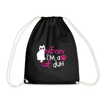 Mädchen Kostüm Halloween Katze Miau Ich bin eine Katze Duh - Turnbeutel - Schwarz - Vorne