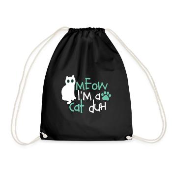 Lustige Katze Bekleidung Halloween Miau Ich bin eine Katze Duh - Turnbeutel - Schwarz - Vorne