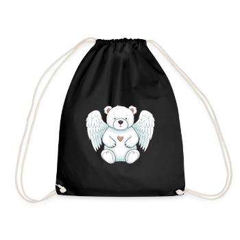 Ange ours polaire mignon avec des ailes - Sac de sport léger - noir - Devant