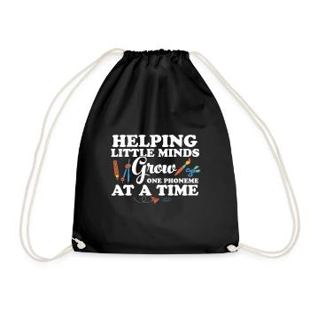 Helping Little Minds Grow One Phonemes At A Time - Drawstring Bag - black - Front