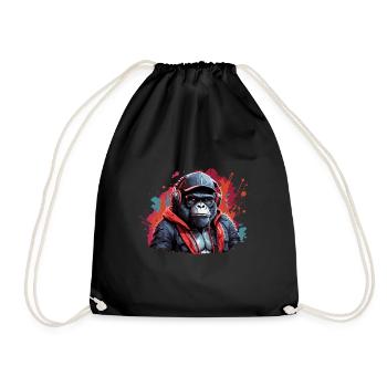 gorilla monkey animal art i cool cute - Drawstring Bag - black - Front