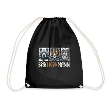 Bärtigermann Bär Tiger Mann Geschenk Bart - Turnbeutel - Schwarz - Vorne