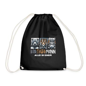 Bärtigermann Bär Tiger Mann Geschenk Bart - Turnbeutel - Schwarz - Vorne