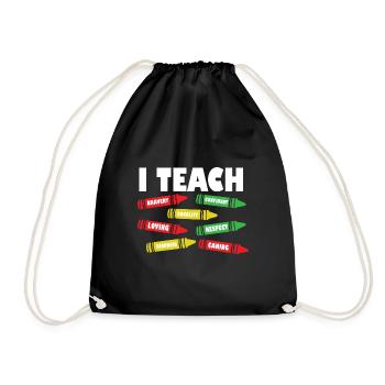 i I Teach Confident Bravery Equality Teacher Future - Drawstring Bag - black - Front