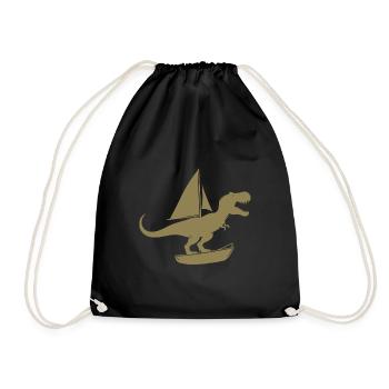 Minimalist dinghy with T-Rex summer - Drawstring Bag - black - Front