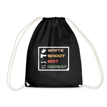 Journalist Journalism Write Edit Repeat - Turnbeutel - Schwarz - Vorne