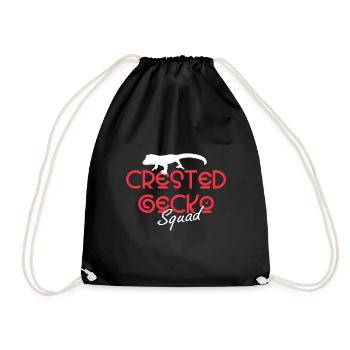 Crested Gecko Squad Cute Lizards Exotic Animal - Drawstring Bag - black - Front
