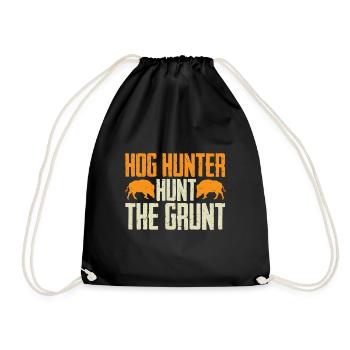 Wild boar hunting hunter wild boar - Drawstring Bag - black - Front