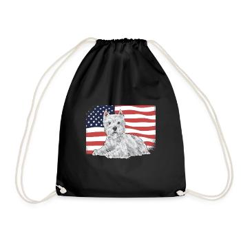 West Highland White Terrier Westie - Drawstring Bag - black - Front