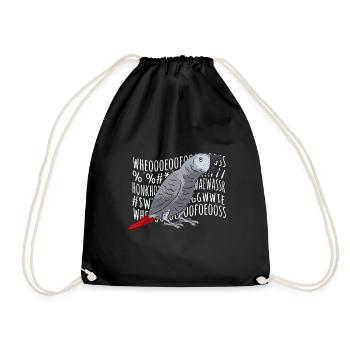 Graupapagei African Grey Parrot Papagei - Drawstring Bag - black - Front