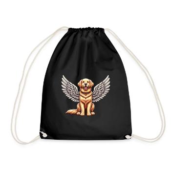 Golden Retriever Angel - Gentle Dog with Wings - Drawstring Bag - black - Front