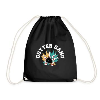 Gutter Gang Funny Bowling Team Club Coach Bowler - Drawstring Bag - black - Front