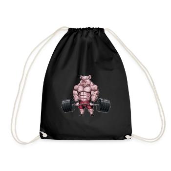 Schwein Gewichtheben Fitness-Studio - Turnbeutel - Schwarz - Vorne