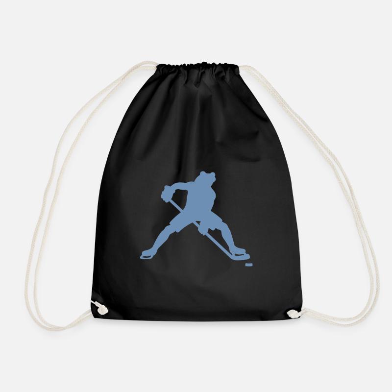 Frosch Eishockeyspieler Silhouette minimalistisch - Turnbeutel - Schwarz