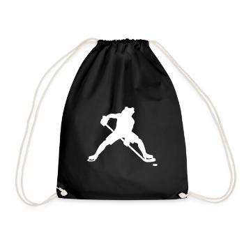 Frosch Eishockeyspieler Silhouette minimalistisch - Turnbeutel - Schwarz - Vorne