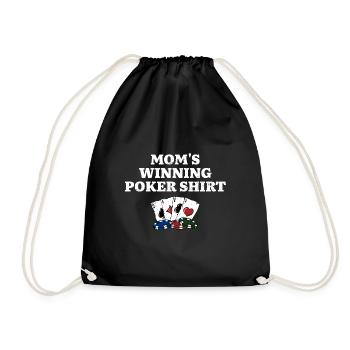 Mom's Winning Poker Shirt Casino Mommy Gambling - Drawstring Bag - black - Front