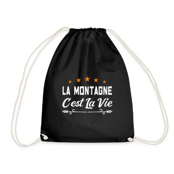 La montagne c est la vie. cadeau humour nature - Sac de sport léger - noir - Devant