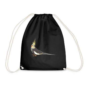 cockatiel cockatoo parrot bird gift - Drawstring Bag - black - Front