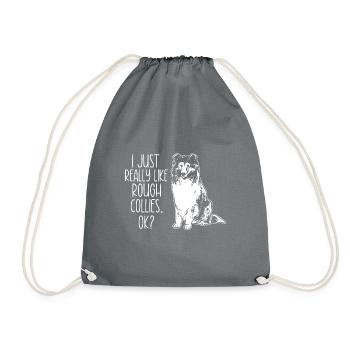 Longhair Collie Rough Collie Dog - Drawstring Bag - grey - Front