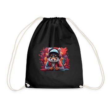 Squirrel Animal Art I Cool Cute - Drawstring Bag - black - Front