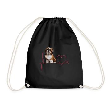 Heartbeat Gift for Dogs - Drawstring Bag - black - Front