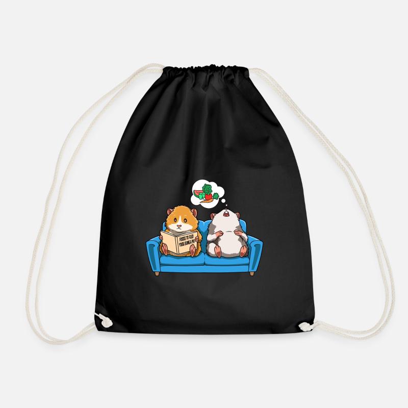Meerschweinchen Sofa Lesen Träumen Futter - Turnbeutel - Schwarz