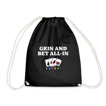 Grin et Bet All In Poker Stratégie Poker Player - Sac de sport léger - noir - Devant