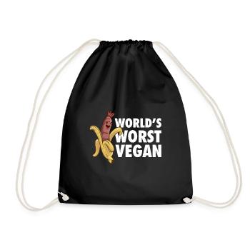 Worlds Worst Vegan - schlechter Veganer - Turnbeutel - Schwarz - Vorne