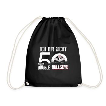 50. Geburtstag - Darts Bullseye - Turnbeutel - Schwarz - Vorne