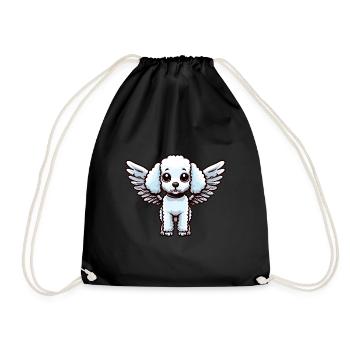 Poodle Angel - Elegant dog with wings - Drawstring Bag - black - Front