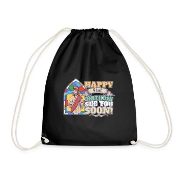 Joyeux 51e anniversaire À bientôt Jésus drôle Mème - Sac de sport léger - noir - Devant