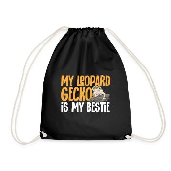 Leopard Gecko Reptile Pet Gecko - Drawstring Bag - black - Front