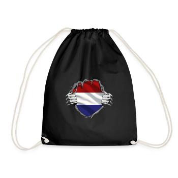 Niederlande Flagge Holland Niederländische Fahne - Turnbeutel - Schwarz - Vorne