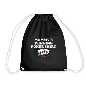 Mommy's Winning Poker Shirt Card Games Mom Card - Drawstring Bag - black - Front