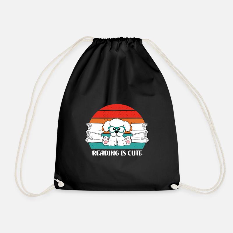 Reading is cute - Drawstring Bag - black