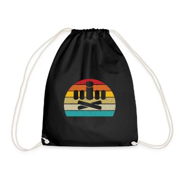 Kubb retro sunset kubb yard game player - Drawstring Bag - black - Front