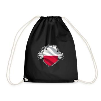 Poland Flag Used Look Polska Polish Flag - Drawstring Bag - black - Front