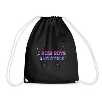 I Kiss Boys and Girls Bisexual Dating Bi Flirting - Drawstring Bag - black - Front