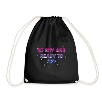 Bi Shy and Ready to Cry Bisexual Introvert Bi - Drawstring Bag - black - Front