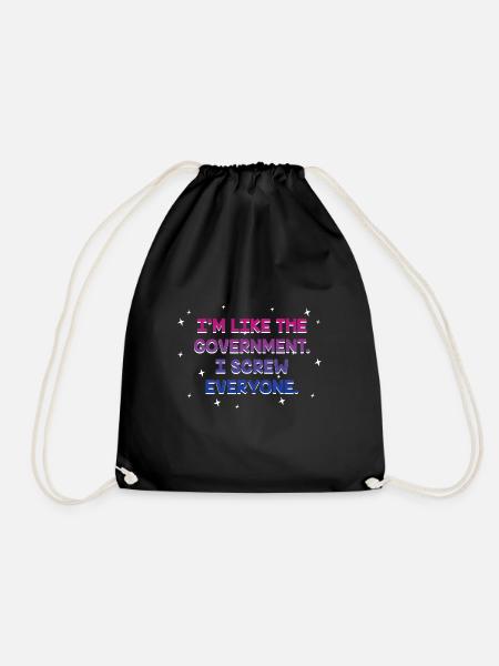 I Screw Everyone Bisexual Funny Bi Humor LGBTQ - Drawstring Bag - black