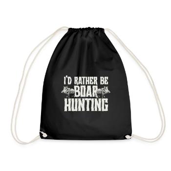 Wild boar hunting hunter wild boar - Drawstring Bag - black - Front