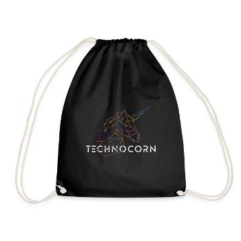 Techno Unicorn / Einhorn - Turnbeutel - Schwarz - Vorne
